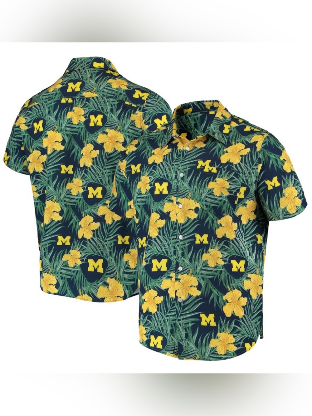 NWT FOCO University of Michigan Wolverines Men’s Short Sleeve Button-Up Shirt